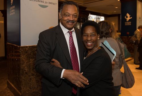 Loretta and Jesse Jackson sharing a hug